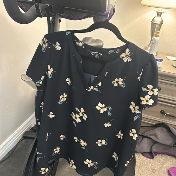 Hilary Radley Large Blouse Top Shirt Navy - Picture 2 of 4